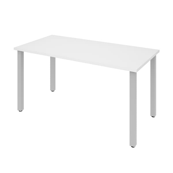 Universel 60W Table Desk with Square Metal Legs, White